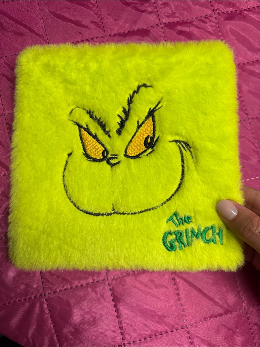New The Grinch Fuzzy Neon Green Square Pouch - Picture 2 of 4